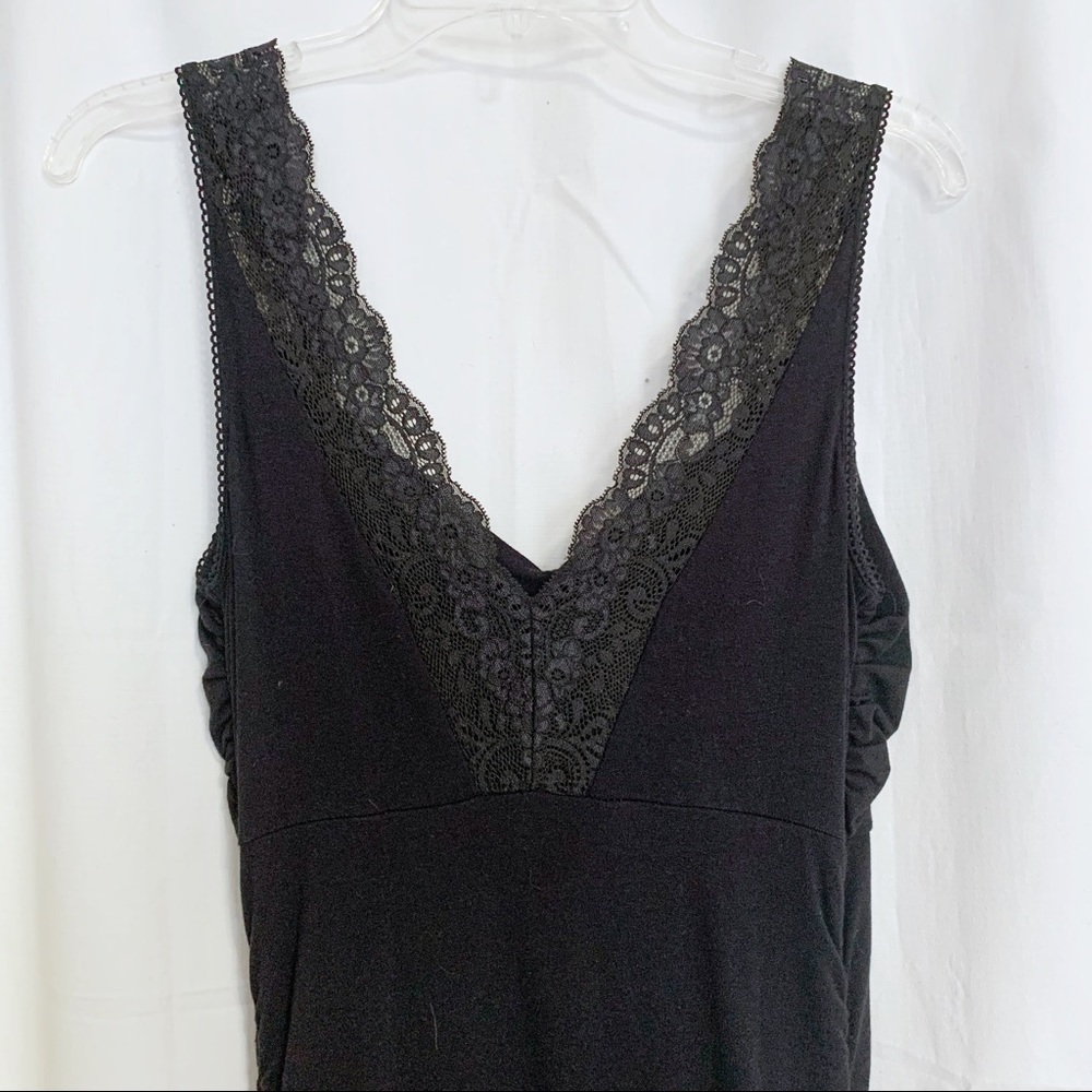 Express Elegant Black Lace Trim Dress